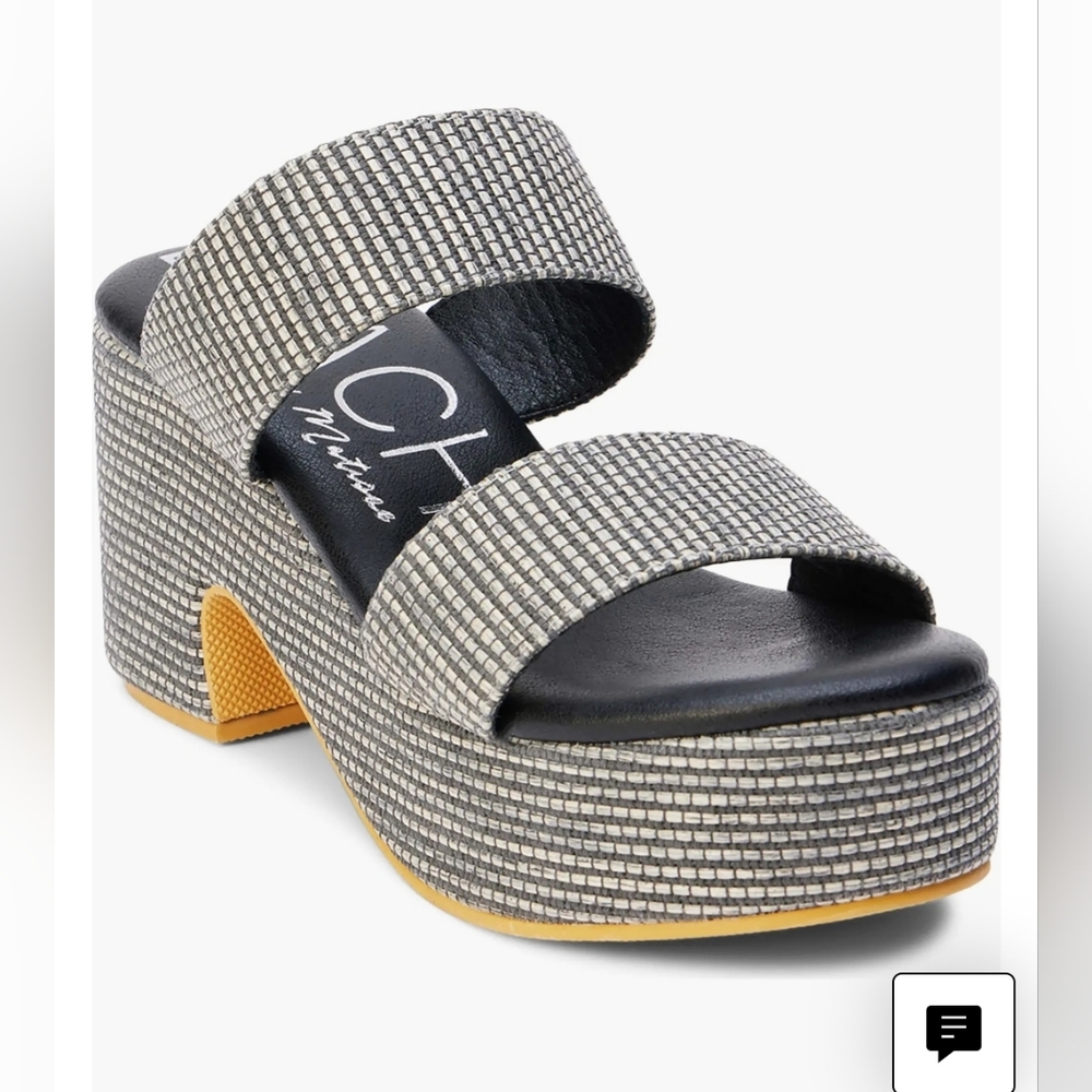 NIB Ocean Ave Platform Sandal Size 9M In Black Multi By Beach By Matisse